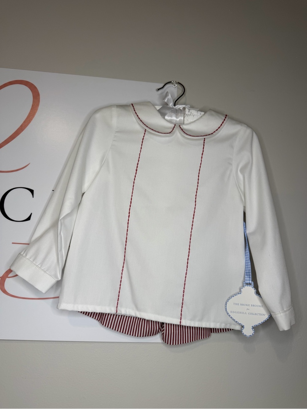 Edgehill Collection White Top with Red Trim Kids Matching Set